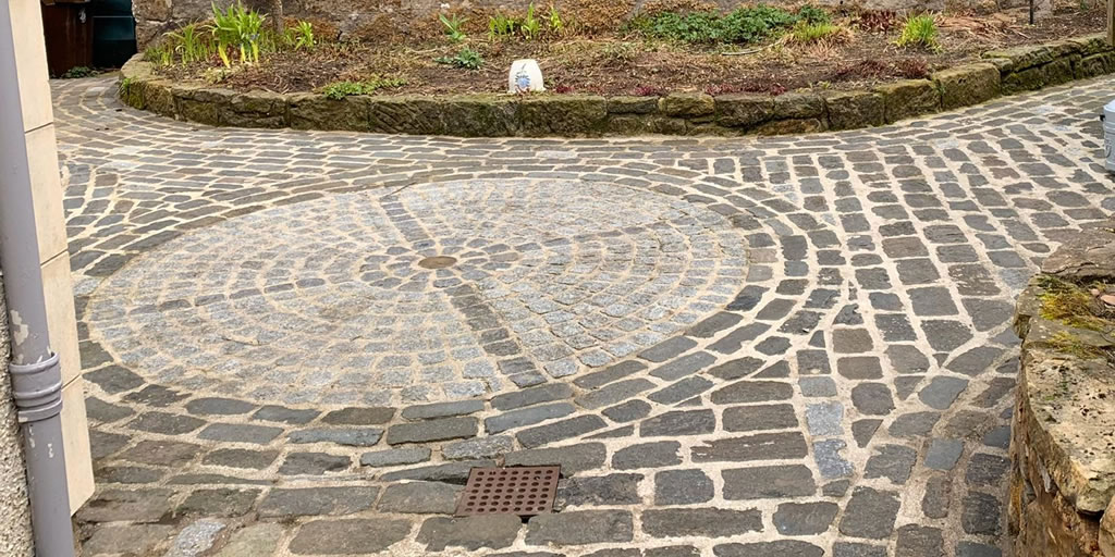 Bridge of Allan Stone - New construction garden seating area - before commencement. Bridge of Allan Stone - Serving Scotland's towns